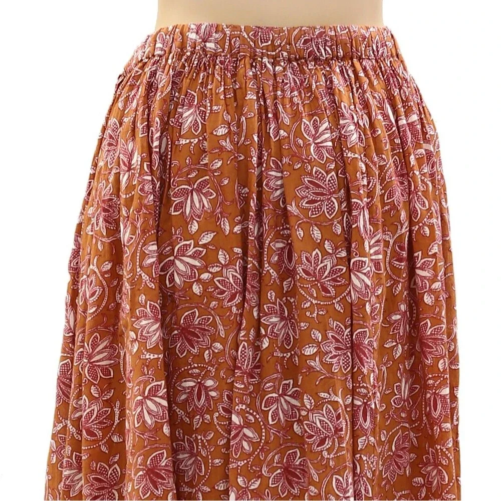 The Great. The Ripple Midi Skirt Floral Printed Beach Pull-On Cotton S-1 272242